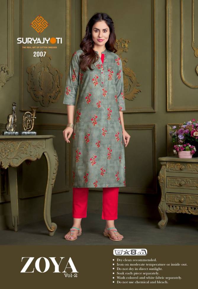 Suryajyoti Zoya 2 Cotton Fancy Daily Wear Embroidery Kurti Collection